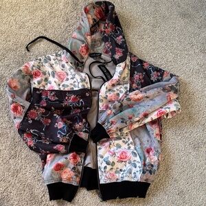 Current mood Dolls Kill Floral Hooded patchwork hoodie sweatshirt Jacket large